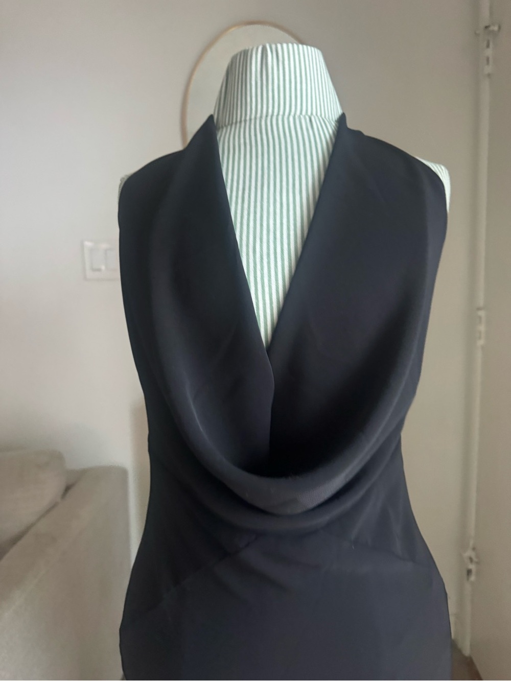Zara Black Satin Halter Open Back Cowl Neck Midi Dress Size M